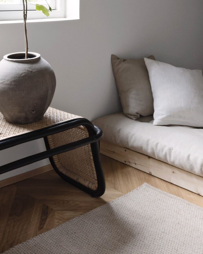 Bollmatta i ull - beige