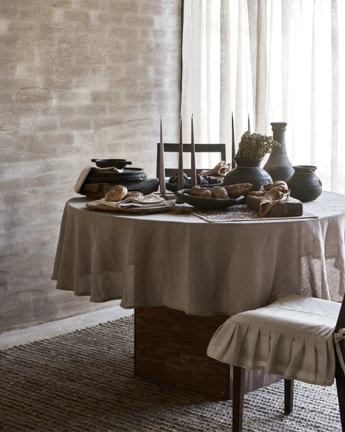 Beige duk - rund - Ø190 cm - Boel & Jan