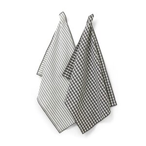 Kökshanddukar 2-pack - Svart/offwhite - Tazza från Jakobsdals