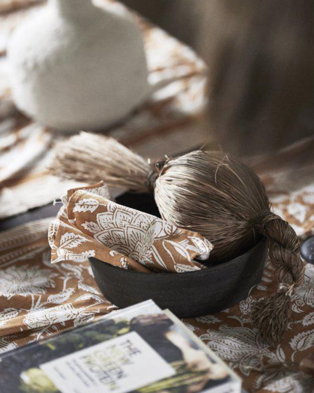 Bordsduk 140x250 cm - Kamel/vit - Yasmine från Boel & Jan - Dekoration Bordsduk 140x250 cm - Kamel/vit - Yasmine från Boel & Jan - Dekoration