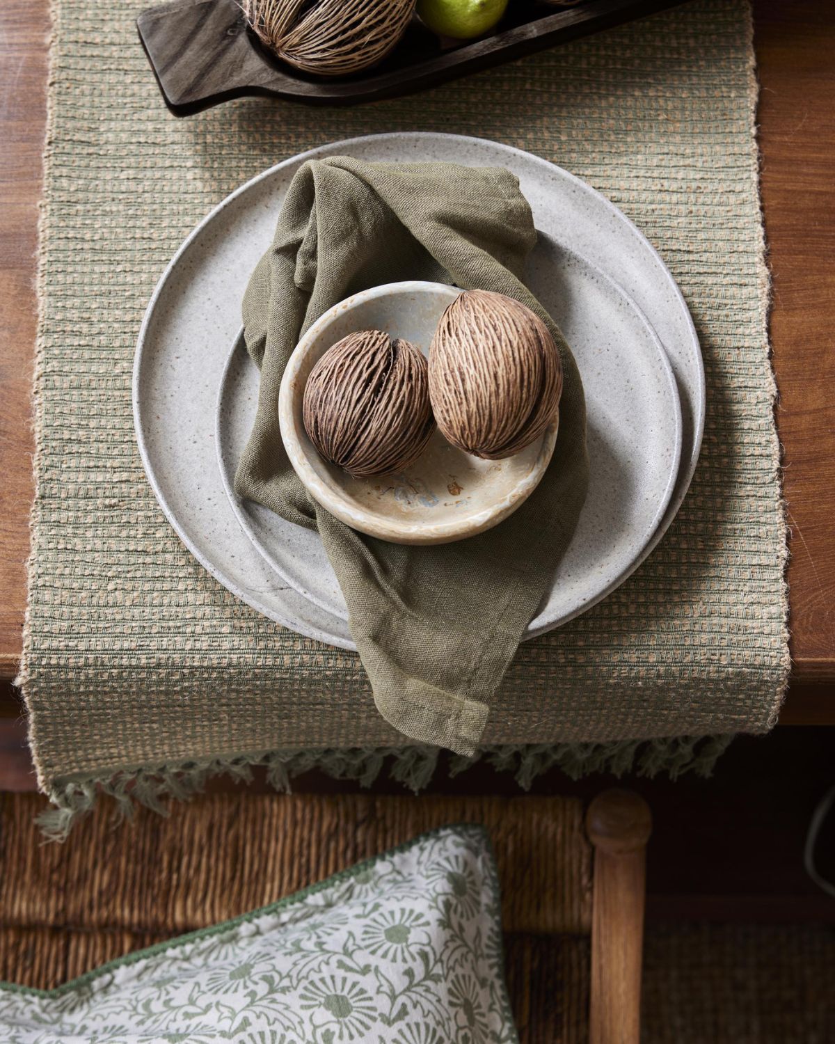 Bordslöpare 35x120cm - Grön/brun - Mallorca - Boel & Jan - vacker dukning