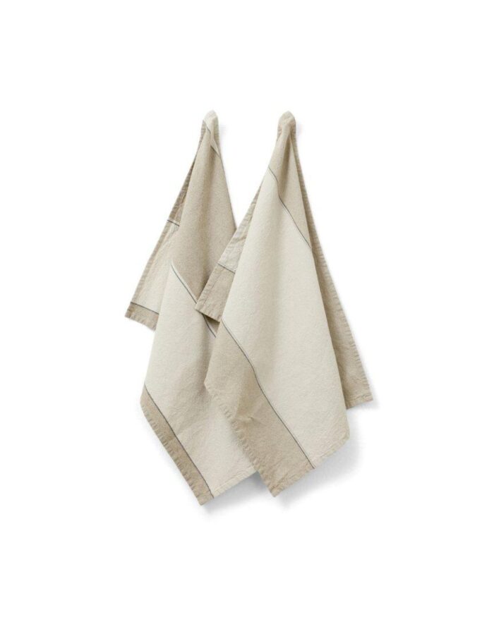 Kökshanddukar 2-pack - Grå/beige - Line från Jakobsdals
