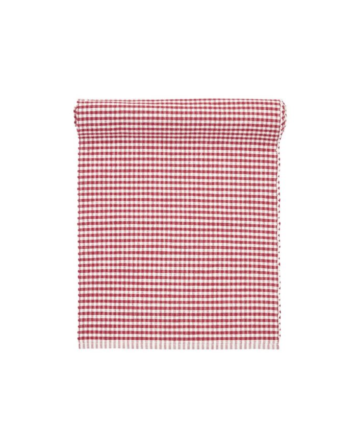 Rutig bordslöpare 35x120 cm - Röd/offwhite - Gränna från Boel & Jan