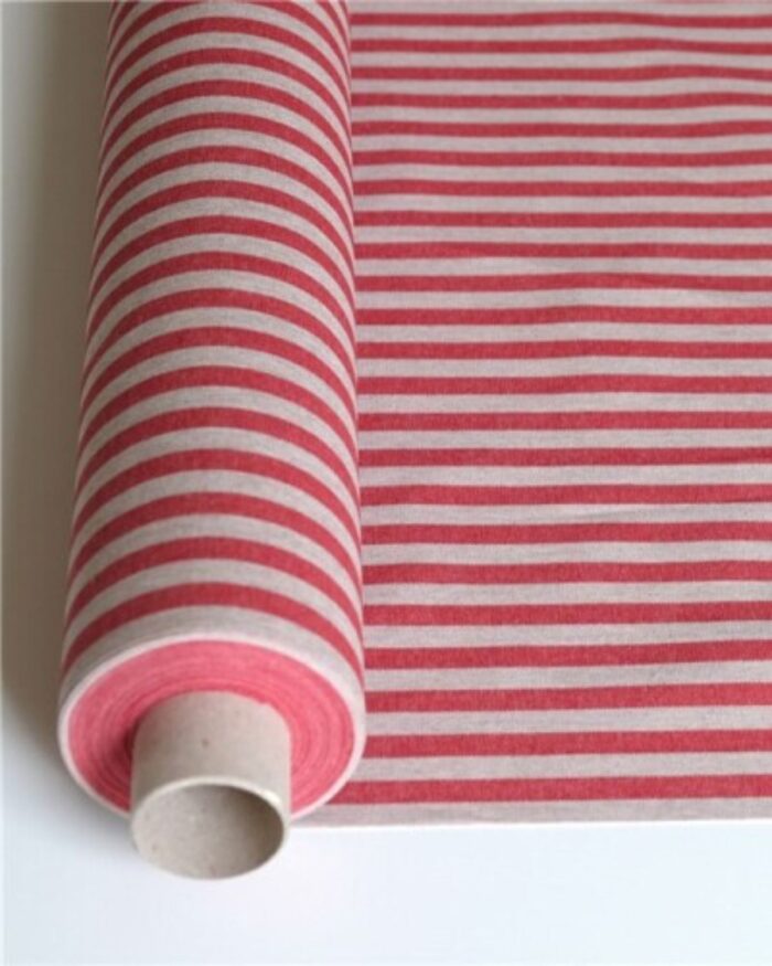 Avtorkningsbar duk på metervara – Randig – Rödoffwhite - Pagunette