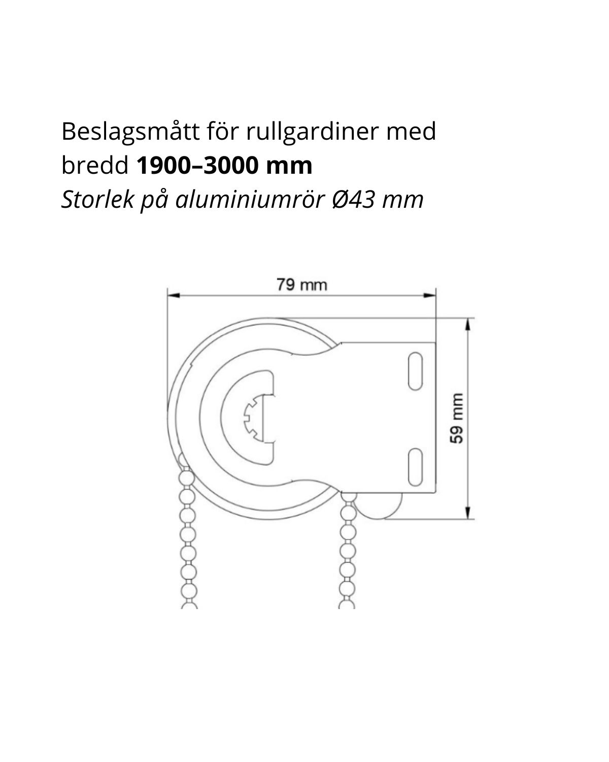 Sidobeslag för rullgardiner med bredd 1900-3000mm Sidobeslag för rullgardiner med bredd 1900-3000mm