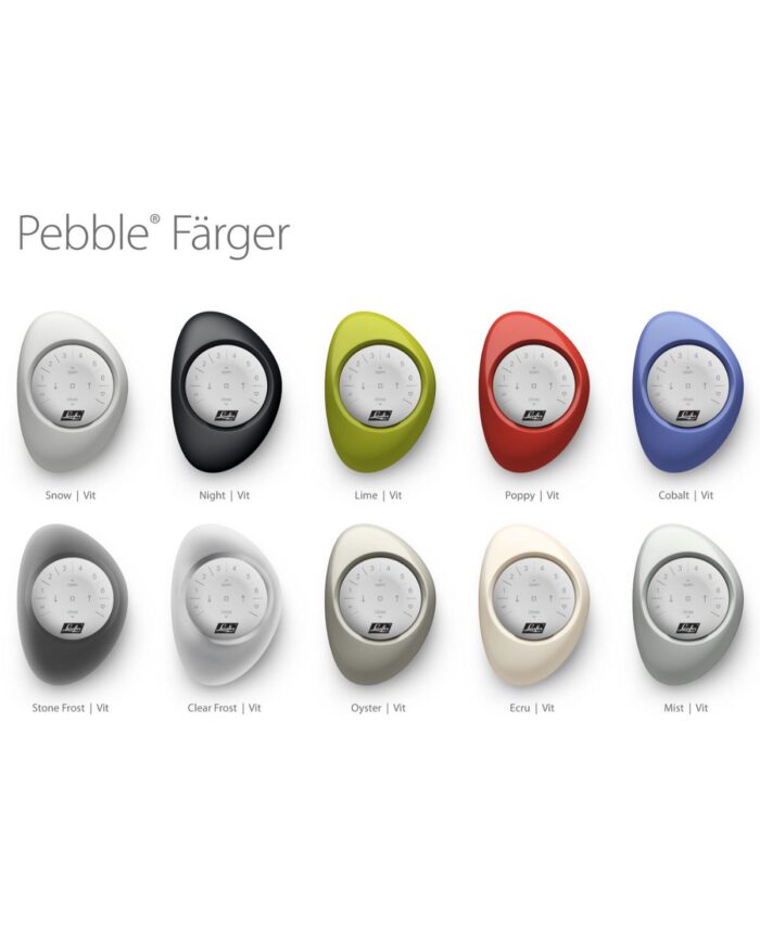 Vit fjärrkontroll + pebble i befintliga färger